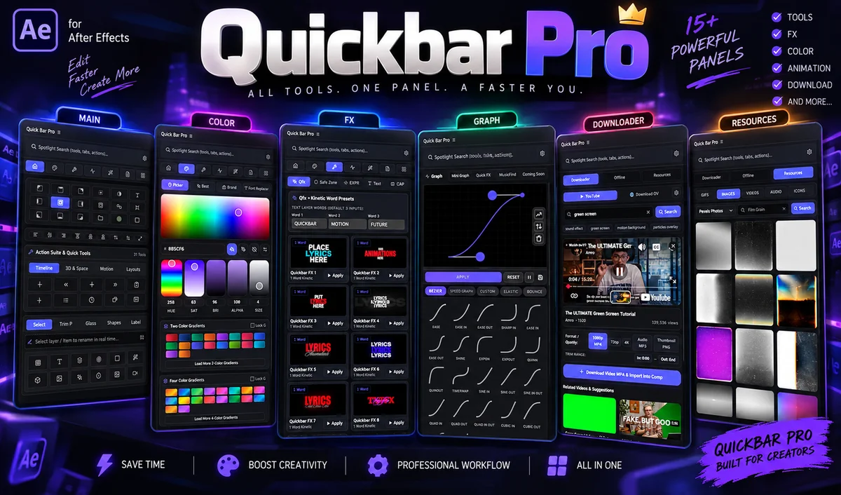 QuickBar Pro In-App Panel Interface Showcase